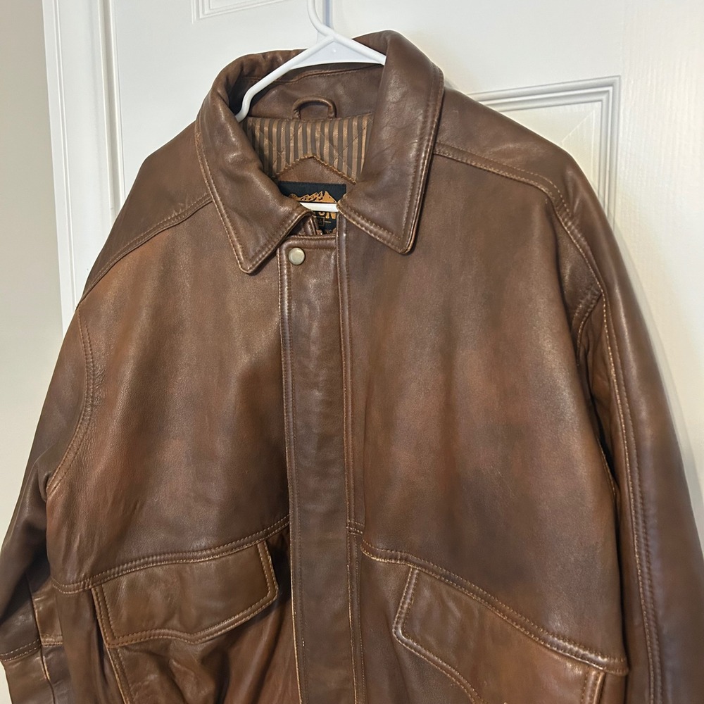 Canyon Outback Brown Leather Jacket Mens XL Western Oversized - Picture 4 of 10